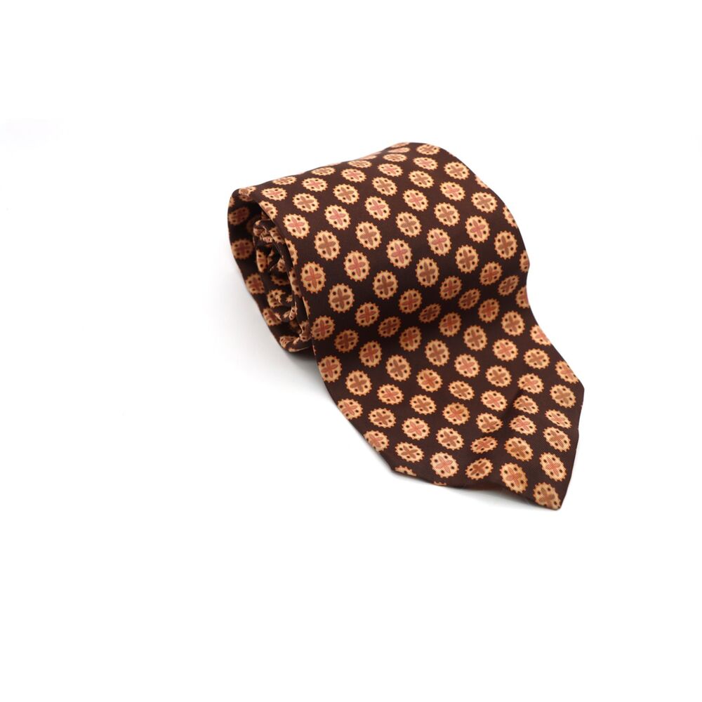 Vintage Kelly 1 Italian Triacetate Kaleidoscope Pattern Tie Brown 4” Wide